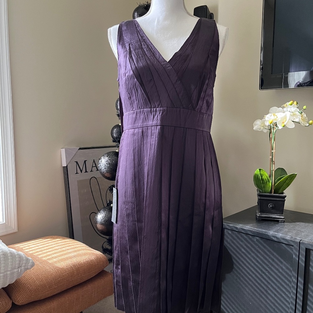 New! Event! Ann Taylor Pleated Sleeveless Silk Dress